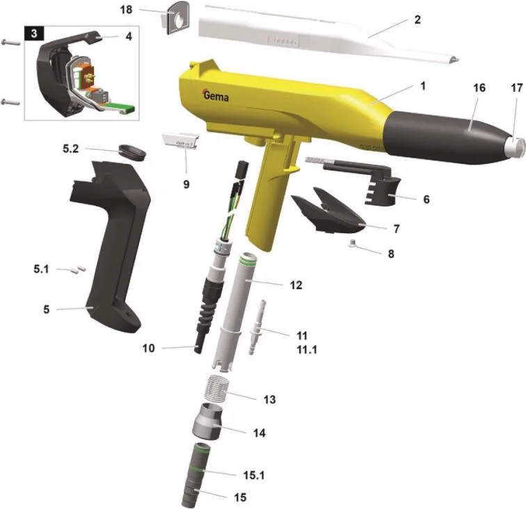 GM03 Grip 1007 961 Electrostatic Powder Coating Gun Replacement Parts